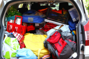 Messy items inside car